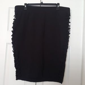 Black lattice body con skirt